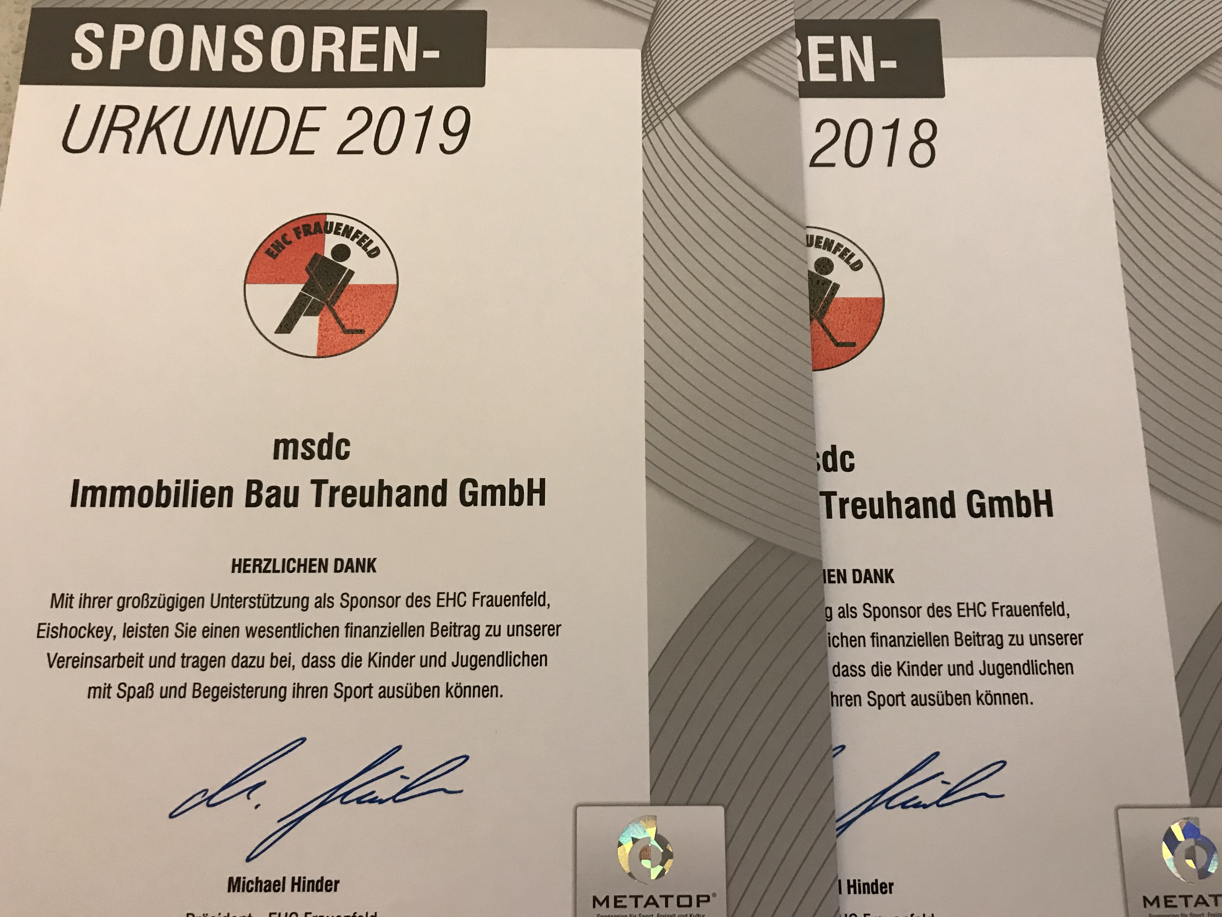 Wir unterstützen die EHC Frauenfeld Junioren